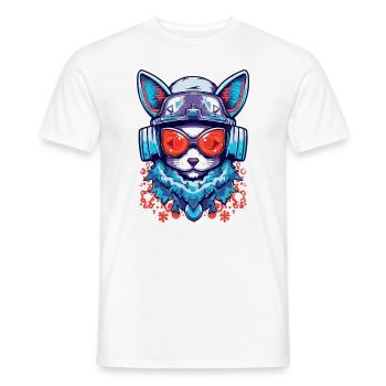 Noël Rave Cyberpunk Party Cat Winter Festiv - T-shirt homme - blanc - Devant - AI Model Male 178 dark (178cm)