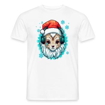 Winter Festival Rave Cute Christmas Lion Dj - Men's T-Shirt - white - Front - AI Model Male 178 dark (178cm)