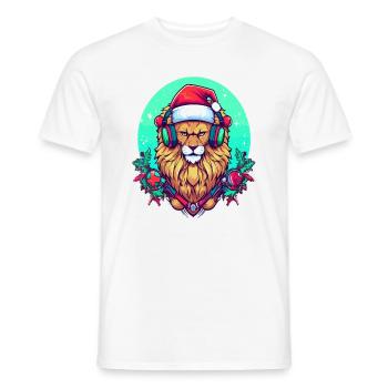 Christmas Rave Lion WInter Drum and Bass Party - Männer T-Shirt - Weiß - Vorne - AI Model Male 178 dark (178cm)