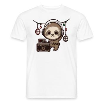 Cute Party Sloth Christmas Party - Men's T-Shirt - white - Front - AI Model Male 178 dark (178cm)