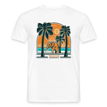 Retro Thai Elephant Travel to Krabi Thailand - Men's T-Shirt - white - Front - AI Model Male 178 dark (178cm)