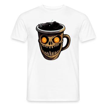 Zombie Coffee Mug Halloween Costume Horror - Men's T-Shirt - white - Front - AI Model Male 178 dark (178cm)