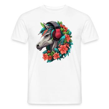 Flora Horse Art EDM Festival DJ - T-shirt homme - blanc - Devant - AI Model Male 178 dark (178cm)