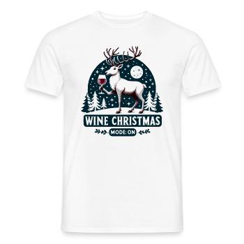 Vacances d’hiver, Noël, Renne, Vin rouge drôle - T-shirt homme - blanc - Devant - AI Model Male 178 dark (178cm)
