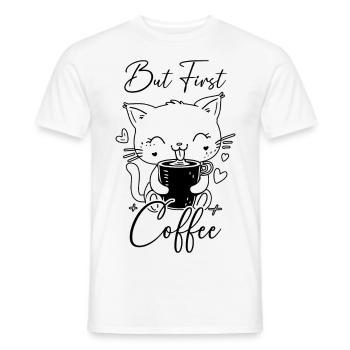 Café De Chat Mais Premier Café Matin Grouch Drôle - T-shirt homme - blanc - Devant - AI Model Male 178 dark (178cm)