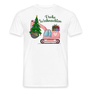 Excavator Merry Christmas Pink - Men's T-Shirt - white - Front - AI Model Male 178 dark (178cm)