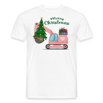 Excavator Merry Christmas Pink - Men's T-Shirt - white - Front - AI Model Male 178 dark (178cm)