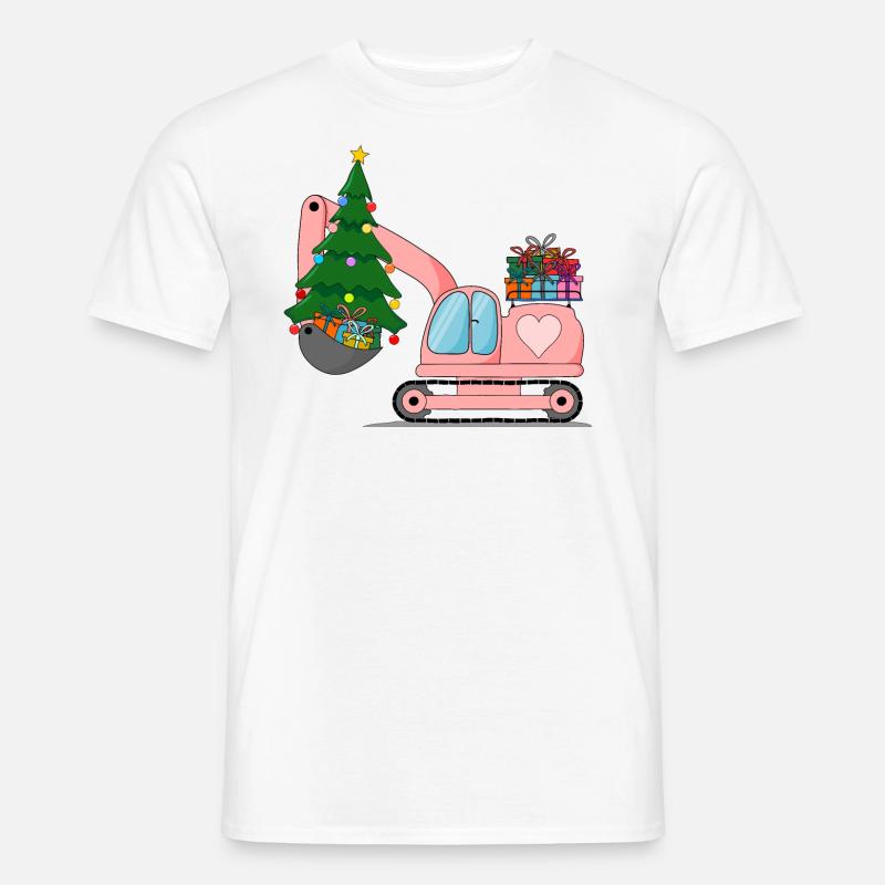 Bagger Weihnachten Rosa - Männer T-Shirt - Weiß