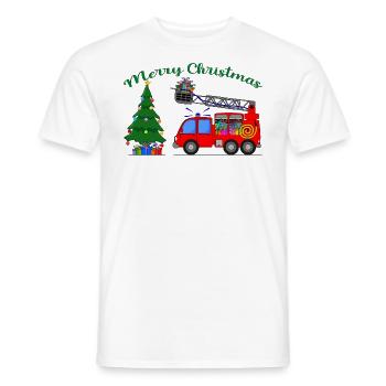 camion de pompiers Joyeux Noël - T-shirt homme - blanc - Devant - AI Model Male 178 dark (178cm)