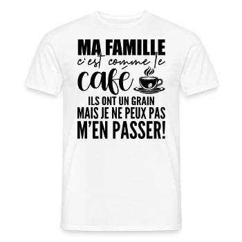 Ma famille C'est Comme le Café - T-shirt homme - blanc - Devant - AI Model Male 178 dark (178cm)