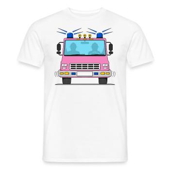 Fire truck in pink without lettering - Men's T-Shirt - white - Front - AI Model Male 178 dark (178cm)
