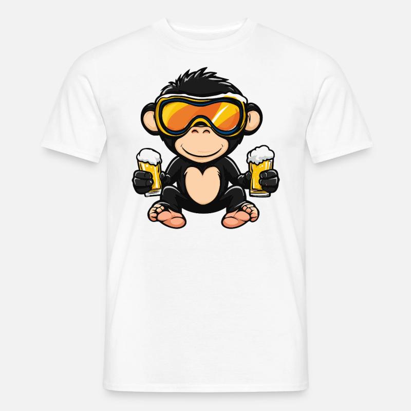 Monkey Après Ski Beer Comic - Men’s T-shirt - white