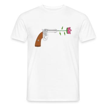 Paix pistol rose no war flower power peace colt - T-shirt homme - blanc - Devant - AI Model Male 178 dark (178cm)