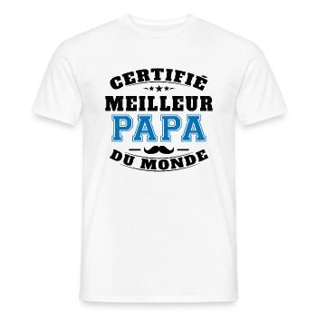 Certifié meilleur papa du monde - T-shirt homme - blanc - Devant - AI Model Male 178 dark (178cm)