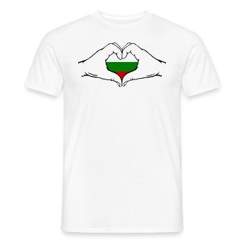 Drapeau de la Bulgarie en forme de coeur - T-shirt homme - blanc - Devant - AI Model Male 178 dark (178cm)