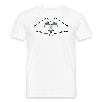 Argentina Flag Heart Shape Used - Men's T-Shirt - white - Front - AI Model Male 178 dark (178cm)
