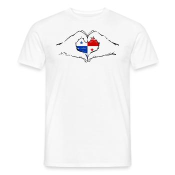 Panama Flag Heart Shape Used - Men's T-Shirt - white - Front - AI Model Male 178 dark (178cm)