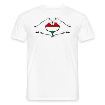 Ungarn Flagge Herzform - Männer T-Shirt - Weiß - Vorne - AI Model Male 178 dark (178cm)
