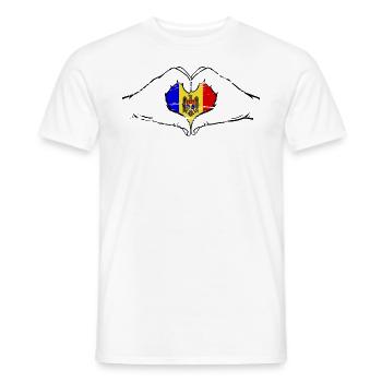 Moldau Flagge Herzform used - Männer T-Shirt - Weiß - Vorne - AI Model Male 178 dark (178cm)