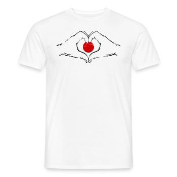 Japan Flag Heart Shape Used - Men's T-Shirt - white - Front - AI Model Male 178 dark (178cm)