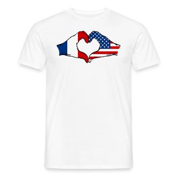 France USA Heart Shape with Hands - Men's T-Shirt - white - Front - AI Model Male 178 dark (178cm)