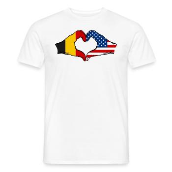 Belgium USA heart shape with hands - Men's T-Shirt - white - Front - AI Model Male 178 dark (178cm)