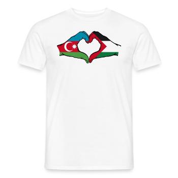 Azerbaijan Palestine heart shape with hands - Men's T-Shirt - white - Front - AI Model Male 178 dark (178cm)