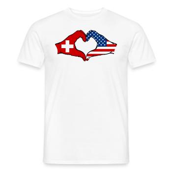 Switzerland USA heart shape with hands - Men's T-Shirt - white - Front - AI Model Male 178 dark (178cm)