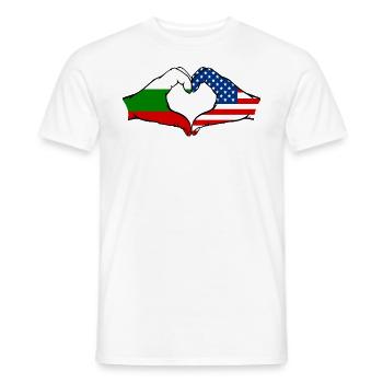 Bulgaria USA heart shape with hands - Men's T-Shirt - white - Front - AI Model Male 178 dark (178cm)