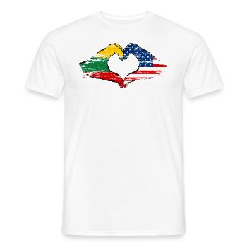 Lithuania USA heart shape with hands used - Men's T-Shirt - white - Front - AI Model Male 178 dark (178cm)