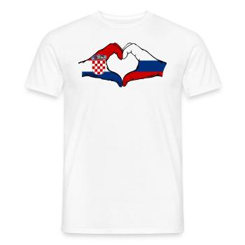Croatie Russie forme de coeur avec les mains - T-shirt homme - blanc - Devant - AI Model Male 178 dark (178cm)