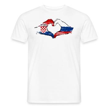 Croatie Russie forme de coeur avec les mains utilisées - T-shirt homme - blanc - Devant - AI Model Male 178 dark (178cm)