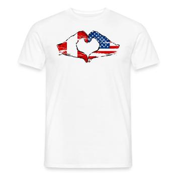 Peru USA heart shape with hands used - Men's T-Shirt - white - Front - AI Model Male 178 dark (178cm)