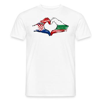 Croatie Bulgarie forme de coeur avec les mains utilisées - T-shirt homme - blanc - Devant - AI Model Male 178 dark (178cm)