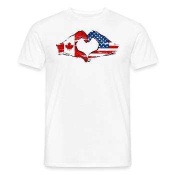 Canada USA heart shape with hands used - Men's T-Shirt - white - Front - AI Model Male 178 dark (178cm)