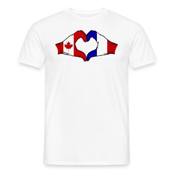 Forme de coeur Canada France avec les mains - T-shirt homme - blanc - Devant - AI Model Male 178 dark (178cm)