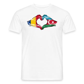 Rumänien Aserbaidschan Herzform mit Hände used - Männer T-Shirt - Weiß - Vorne - AI Model Male 178 dark (178cm)