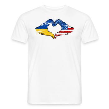 Ukraine USA Heart Shape with Hands Used - Men's T-Shirt - white - Front - AI Model Male 178 dark (178cm)