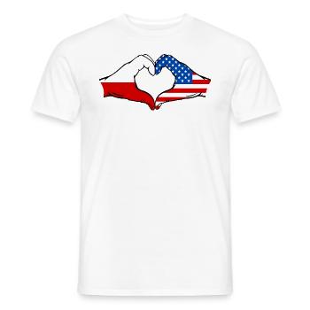 Poland USA Heart Shape with Hands - Men's T-Shirt - white - Front - AI Model Male 178 dark (178cm)