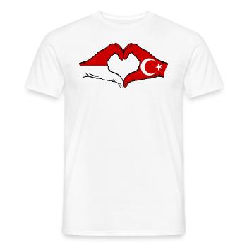 Indonésie Turquie en forme de coeur avec les mains - T-shirt homme - blanc - Devant - AI Model Male 178 dark (178cm)