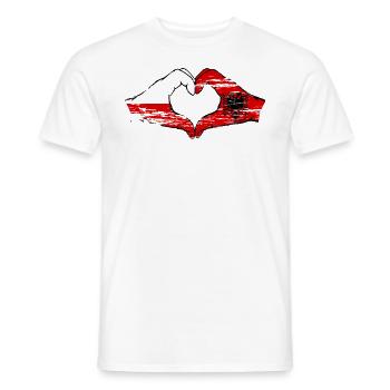 Pologne Albanie forme de coeur avec des mains utilisées - T-shirt homme - blanc - Devant - AI Model Male 178 dark (178cm)