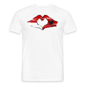 Indonésie Albanie forme de coeur avec des mains utilisées - T-shirt homme - blanc - Devant - AI Model Male 178 dark (178cm)