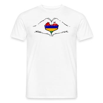 Mauritius Flagge Hände Herzform used - Männer T-Shirt - Weiß - Vorne - AI Model Male 178 dark (178cm)