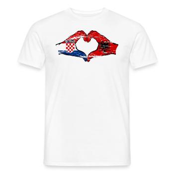 Croatie Albanie Drapeau Mains Coeur Forme Utilisé - T-shirt homme - blanc - Devant - AI Model Male 178 dark (178cm)