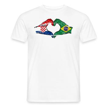 Croatie Brésil Drapeau Mains Coeur Forme Utilisé - T-shirt homme - blanc - Devant - AI Model Male 178 dark (178cm)