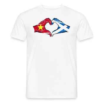 Vietnam Scotland flag hands heart shape used - Men's T-Shirt - white - Front - AI Model Male 178 dark (178cm)