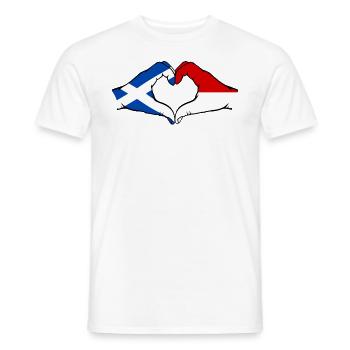 Scotland Indonesia Flag Hands Heart Shape - Men's T-Shirt - white - Front - AI Model Male 178 dark (178cm)