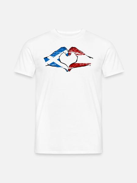 Schottland Österreich Flagge Hände Herzform used - Männer T-Shirt - Weiß