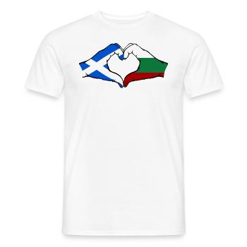Ecosse Bulgarie Drapeau Mains Coeur En Forme - T-shirt homme - blanc - Devant - AI Model Male 178 dark (178cm)