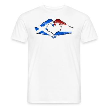 Ecosse Hollande drapeau mains forme de coeur utilisé - T-shirt homme - blanc - Devant - AI Model Male 178 dark (178cm)